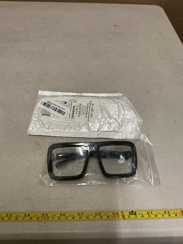 Photo 1 of 4E's Novelty Black Oversized Thick Glasses Clear Lens Non Prescription Square Frame, Fake Huge Fashion Eyeglasses for Vector Velma Costume Adults Women & Men, Halloween Nerd Costume Accessories