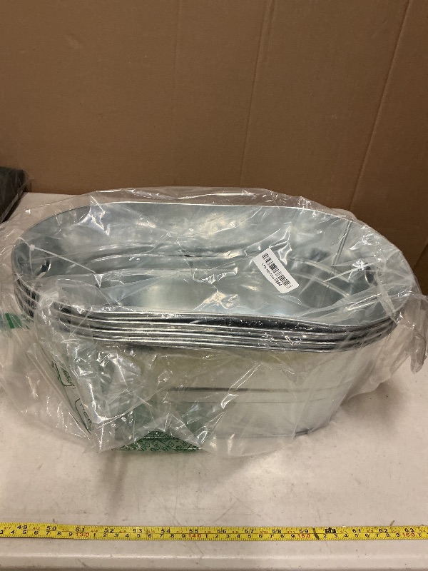 Photo 1 of 4 PCS 3 Gallon Galvanized Tub Champagne Bucket with Carry Beer Drink Storage Cooler Metal Beverage Ice Tub Galvanized Ice Buckets for Parties and Cocktail Bar Mimosa Supplies, 15.8 X 9 X 6.2 Inches