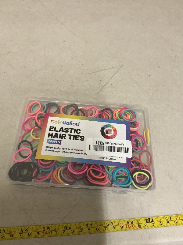 Photo 1 of 200PCS Elastic Hair Ties for Thin Hair, No Crease Ponytail Holders for Kids Baby Toddler, Multicolor, Mini Hair Accessories for Girls, Chirstmas Gifts