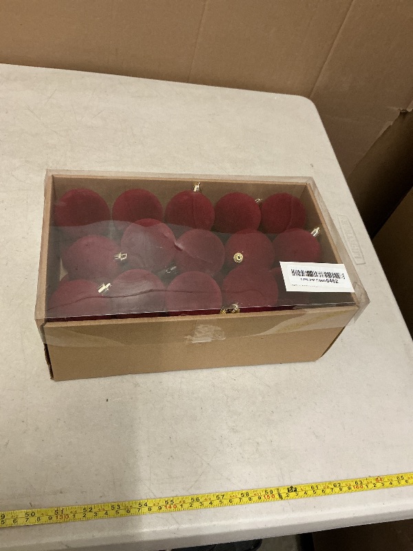 Photo 1 of 30PCS Velvet Christmas Ball Ornaments Set, 2.36" Shatterproof Baubles for Christmas Tree Decorations, Hanging Baubles with Soft Velvet Finish for Thanksgiving Holiday Party Décor, Burgundy Red