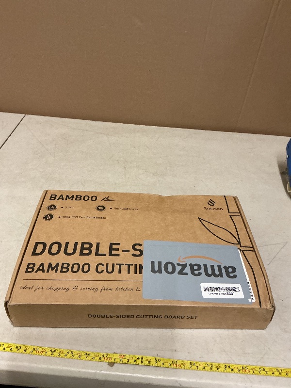 Photo 1 of 3 Packs Bamboo Cutting Board Set with Holder Wood Cutting Boards for Kitchen with Juice Grooves Built-in Handles, Ideal Charcuterie & Chopping for Meat Vegetables Fruits Kitchen Gift for Home Cooks