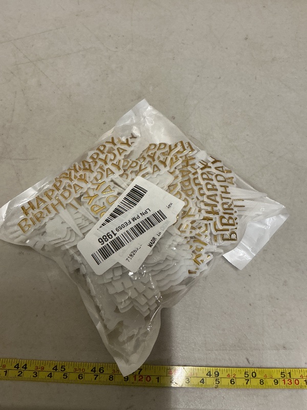 Photo 1 of 100 Pack Birthday Cupcake Toppers, Mini Glitter Birthday Cake Toppers Sticks, Small Cupcake Food Picks for Party Decoration, Celebrating Anniversary Theme Party Supplies, Gold