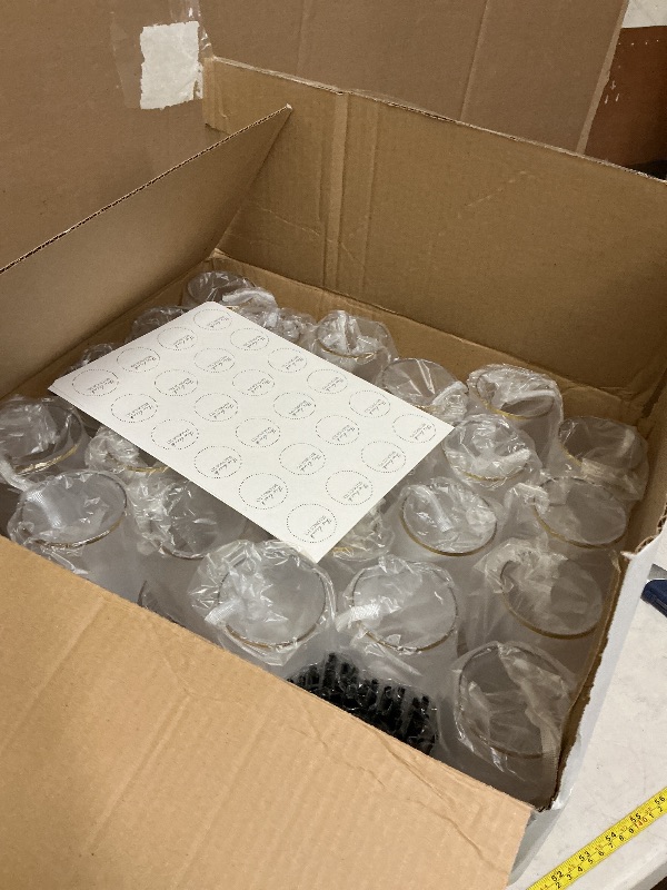 Photo 1 of 48 piece Stemless Unbreakable Crystal Clear Plastic Wine Glasses Set of 48 Small (10 Ounce - Gold Rim)