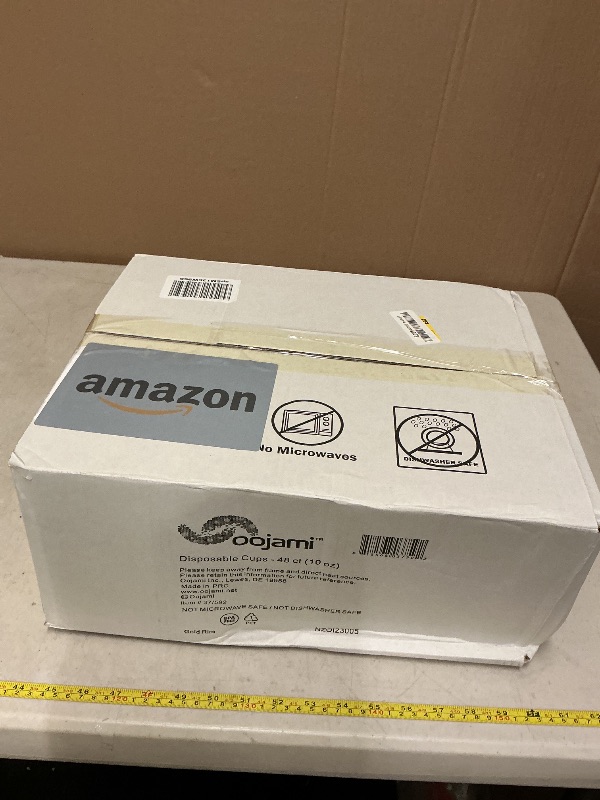 Photo 1 of 48 piece Stemless Unbreakable Crystal Clear Plastic Wine Glasses Set of 48 Small (10 Ounce - Gold Rim)