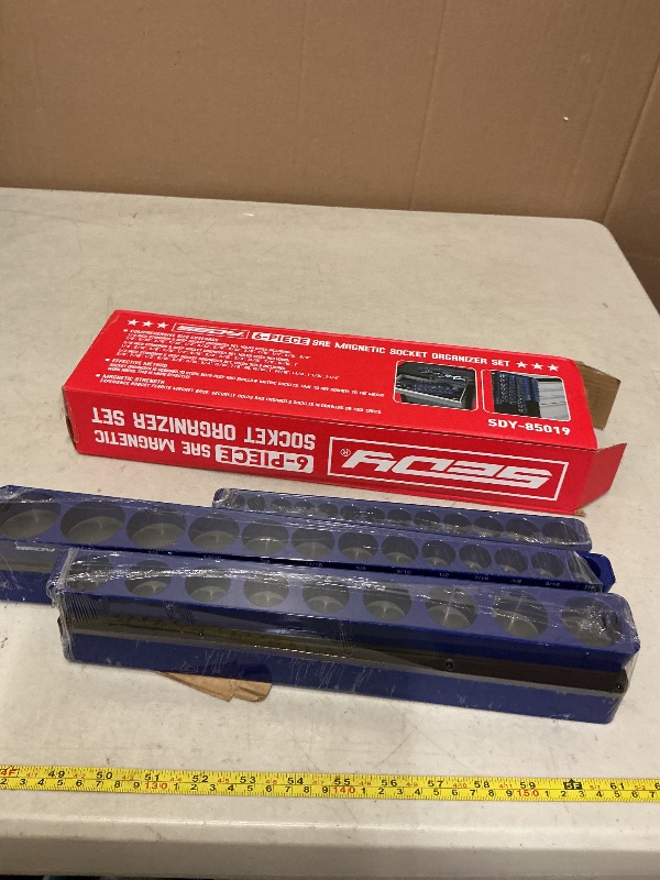 Photo 1 of 6-Piece 1/4" 3/8" 1/2"-Driver SAE Magnetic Socket Organizer Set (Holds 68 Sockets) - Detachable Tool Tray with 5mm Magnetic Base for Garage/Home Workshop(Sockets Not Included)