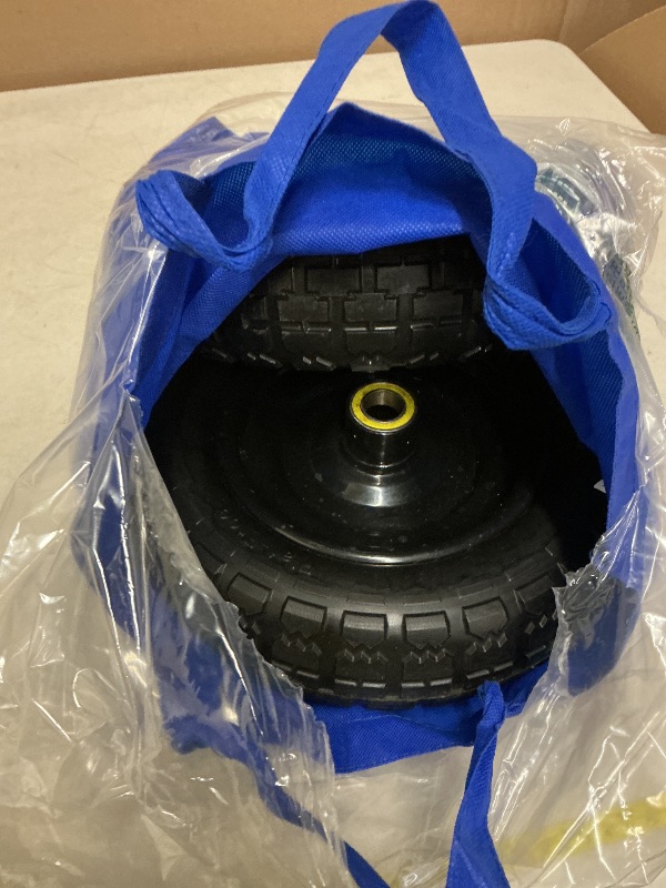 Photo 1 of 10" Solid Rubber Tires, 4.10/3.50-4 Tire and Wheel Flat Free, 2-Pack with 3/4" Bearings, 2.17"Offset Hub for GOR Garden Cart, Wheelbarrow, Trolleys, Hand Trucks & Yard Trailers