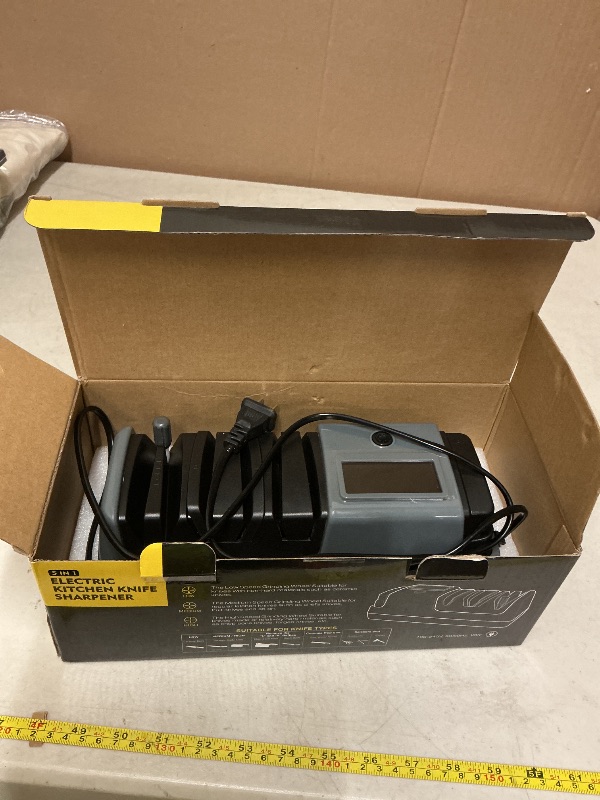 Photo 1 of 5 in 1 Electric Knife Sharpener with LCD Screen, 3 Rotational Speed Adjustable, 100% Diamond Abrasives, Electric Knife Sharpener for Straight, Serrated, Meat Cleaver, Ceramic Knives & Scissors, Gray
