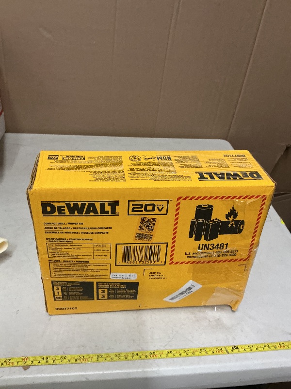 Photo 1 of ** missing a battery** DEWALT 20V Max Cordless Drill/Driver Kit, 1 Batteries and Charger Included (DCD771C2)
