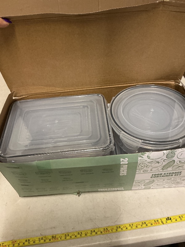 Photo 1 of 40 PCS Food Storage Containers with Lids Airtight (20 Containers & 20 Lids), Leak proof Meal Prep Container Set for Kitchen Storage, BPA-free, PVC-free Plastic, Microwave/Dishwasher Safe, Labels & Pen