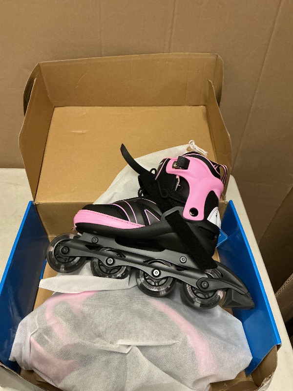 Photo 1 of 2PM SPORTS Kids Adjustable Inline Skates Ages 4-12, Youth Inlie Skates for Girls Boys 5-8 8-12 with Full Light Up Wheels, Beginner Women Men Adult Skates - Pink Large