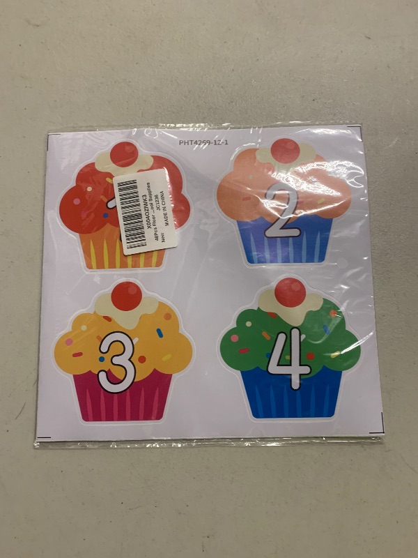 Photo 1 of 48Pcs Floor Stickers for Classroom Decorations Colorful Cupcake Number Line Up Spots Stickers with Numbers 1-36 Cupcake Shaped Decals Sitting Dots for Teachers Students Kindergarten Preschool Supplies