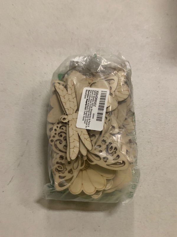Photo 1 of 54PCS Wooden Spring Ornaments to Paint,9 Styles DIY Blank Unfinished Wood Cutouts for Kids,Unfinished Butterfly Dragonfly Snail Mushroom Shape for DIY Crafts Home Decoration Hanging Craft