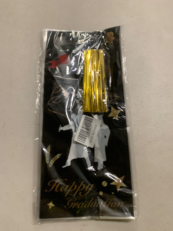 Photo 1 of 50PCS Graduation Cellophane Treat Bags Congrats Graduates Candy Plastic Goodie Candy Wrapping Gift Bags with 60 Gold Twist Ties Cookie Snack Packing for Grad Party Supplies