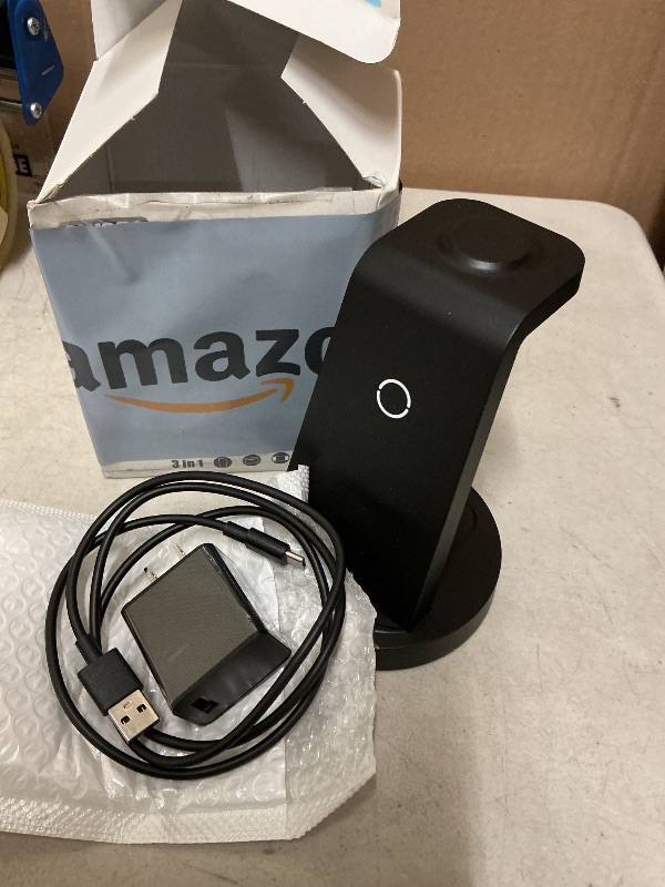 Photo 1 of 3 in 1 Charging Station for iPhone, Wireless Charger for iPhone 17 16e 16 15 14 13 12 11 X Pro Max & Apple Watch - Wireless Charging Station for AirPods 4 3 Pro