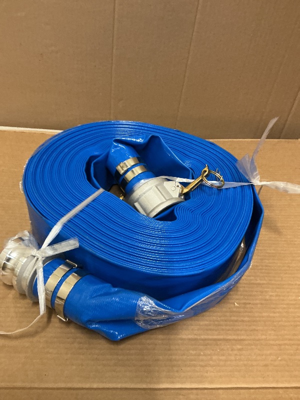 Photo 1 of 2" x 100 ft Backwash Hose for Swimming Pools, Heavy Duty PVC Water Lay Flat Discharge Hose,Durable Pool Drain Hose with Aluminum Camlock C and E Fittings for Pump And Filters