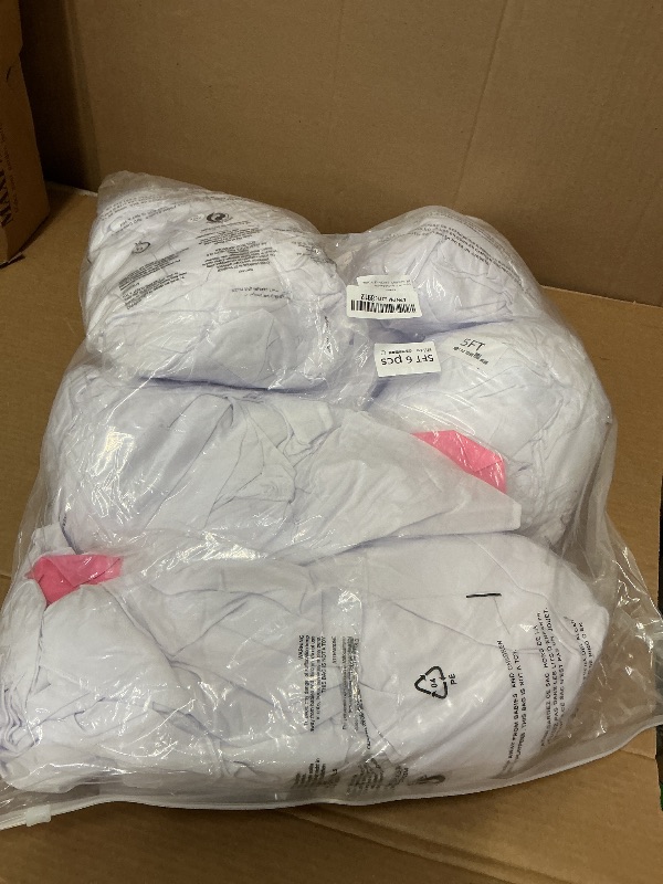 Photo 1 of 6-Pack 60" Diameter x 30" Height White Round Table Skirts for 5FT Tables | Wrinkle & Stain Resistant Polyester Spandex Tablecloths with Elastic Fit | Ideal for Weddings, Parties, Banquets, Dining