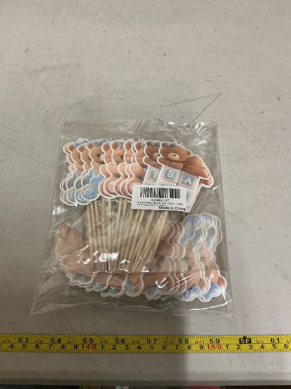 Photo 1 of 30 Pack Baby Shower Bear Cupcake Toppers Selection Baby Bear Theme Baby Shower Decorative Supplies Jungle Animal Theme Baby Shower Birthday Party Cake Decorative Supplies
