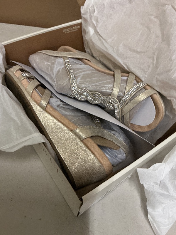 Photo 1 of LifeStride Womens Miami Wedge Sandal Platino Gold 8 W