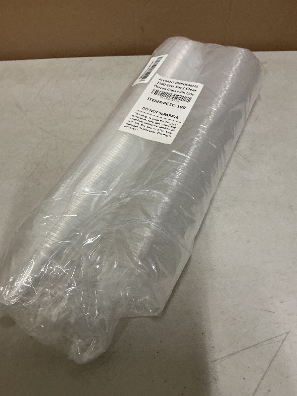 Photo 1 of 5 oz - 100 Sets Clear Diposable Plastic Portion Cups With Lids, Small Mini Containers For Portion Controll, Meal Prep, Sauce Cups, Slime, Medicine, Dressings, Crafts, Disposable Souffle Cups