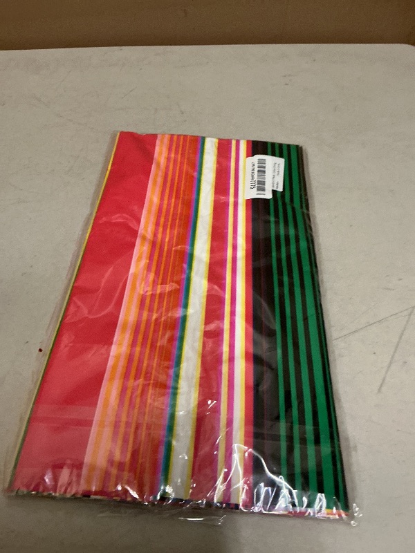 Photo 1 of Lemicin 3 Pack Mexican Serape Tablecloth, 54 x 108 Inch Disposable Plastic Tablecloth Mexican Striped Party Table Cover for Birthday Party Wedding Decorations Outdoor Picnics Dining
