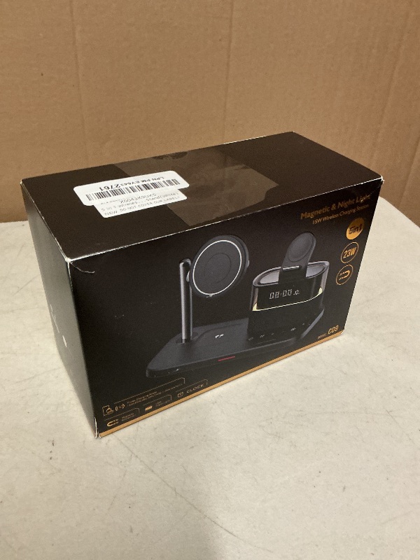 Photo 1 of 5 in 1 Wireless Charging Station for Apple,Magnetic Charger with Alarm Clock Night Light for Multiple Devices,Nightstand Charging Station Compatible with iPhone 17/16/15/14/13/12,Apple Watch,Air-Pods