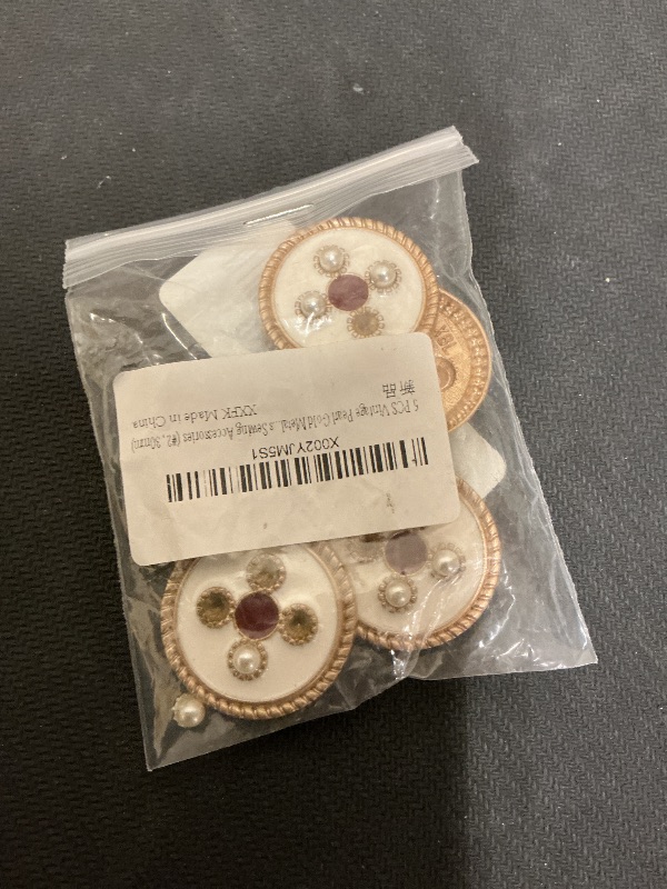 Photo 1 of 5 PCS Vintage Pearl Gold Metal Women Coat Buttons for Clothing Garment Decorative Large Buttons Sewing Accessories (#2, 30mm)