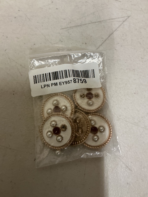 Photo 1 of 5 PCS Vintage Pearl Gold Metal Women Coat Buttons for Clothing Garment Decorative Large Buttons Sewing Accessories (#2, 30mm)
