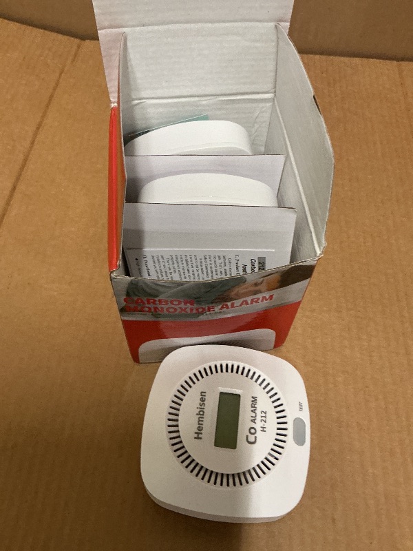 Photo 1 of 3 Packs Carbon Monoxide Detectors - Hembisen CO Alarm Detector Monitor Battery Operated with Digital Display for House Kitchen Restaurant Hotel Office