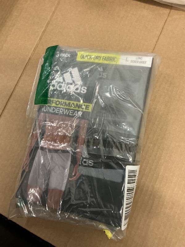 Photo 1 of adidas 3-Pack Brief, Boxer Briefs-3-Pack Long Men's Underwear Pack, Onix Grey/Black/Grey/Performance, Large