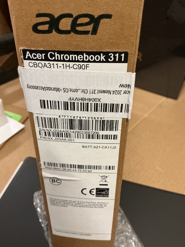 Photo 1 of Acer 2024 311 Chromebook Laptop Student Business, Dual-Core Intel N4500 Processor,11.6" HD Display, 4GB RAM, 192GB (64GB eMMC+128GB Card), Webcam WiFi, Long Battery, Chrome OS +MarxsolAccessory