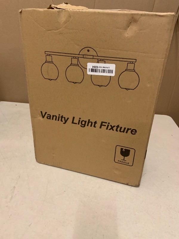 Photo 1 of 2025 Upgrade 4-Light Bathroom Light Fixtures, Black Bathroom Lights Over Mirror with Clear Glass Globe Shade, Vanity Lights for Bathroom Kitchen Living Room Hallway Cabinet Bedroom Porch