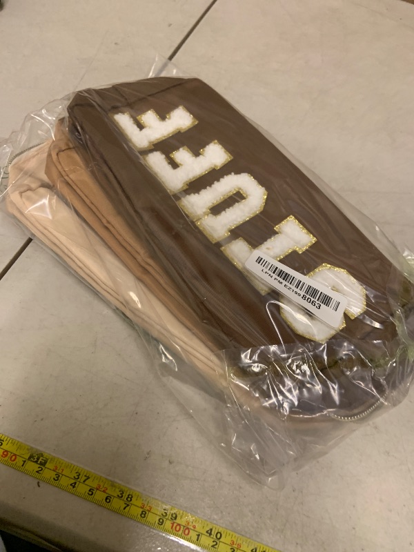 Photo 1 of **INCOMPLETE** Cunno 3Pcs Preppy Makeup Bags Chenille Letter Stuff Bag Nylon Cosmetic Pouch Cases with Zipper for Women Travel Toiletry(Brown Set,Vivid)