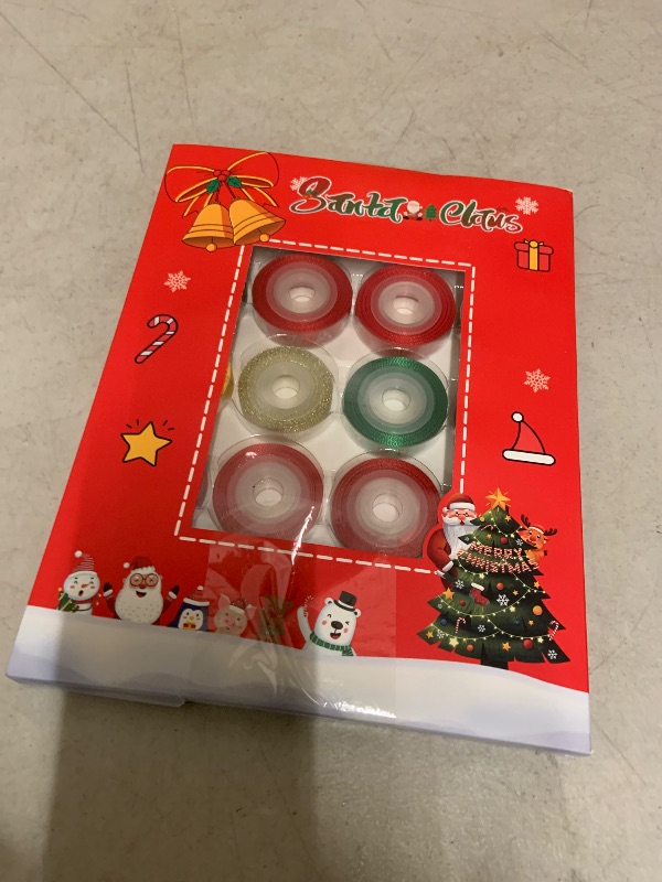 Photo 1 of 20 Rolls 100 Yards Christmas Ribbon for Gift Wrapping, 3/8 Inch Printed Christmas Grosgrain Ribbon, Christmas Ribbon for Gift Wrapping Crafts DIY Holiday Xmas Decorations