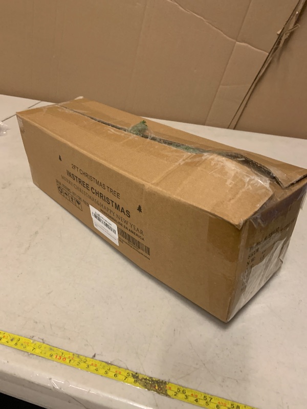 Photo 1 of 2ft Pre- Artificial Small Mini Christmas Tree with 50 Warm White Multi-Color LED Lights, Remote Control and Timer, Perfect for Xmas Tabletop Decorations, Home, Kitchen, Dining Table top Green