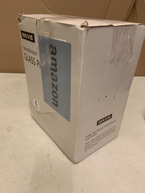 Photo 1 of 2 Pack 2 Liter/68 oz Square Glass Pitcher with Lid, Classic Stripes Water Pitchers with Handle for Fridge, Large Jug for Iced Tea, Coffee, Borosilicate Glass Carafe for Hot/Cold Brew Drink, Gold