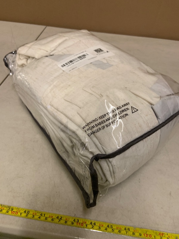 Photo 1 of 102 Inches Long Pinch Pleated Linen Blackout Curtains for Bedroom Back Tab Track Memory Trained Shape Farmhouse Light Blocking Curtains 102 Inch Length for Living Dining Room Darkening Drapes Cream