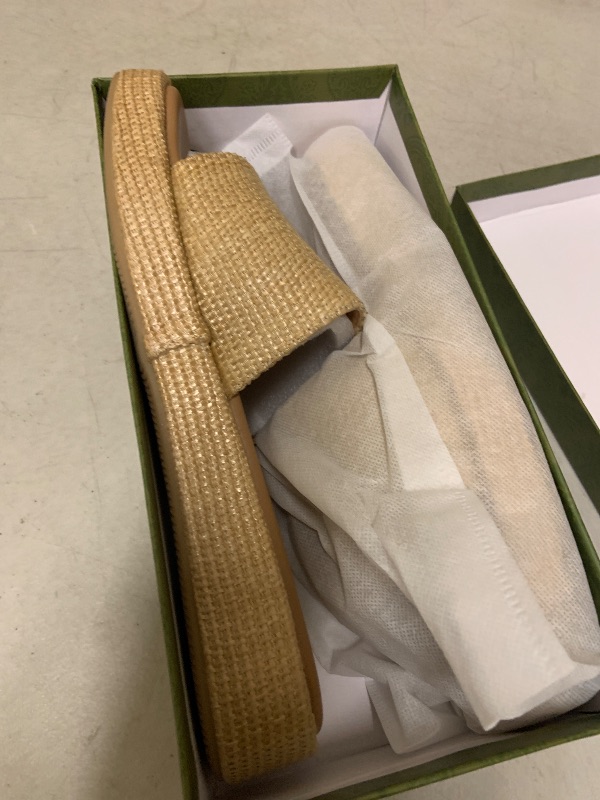 Photo 1 of LUXMUWA Raffia Sandals Women Platform Wedge Slides Straw Espadrilles Mules Summer Shoes Cute Beach Sandals for Women 2025 Size 11