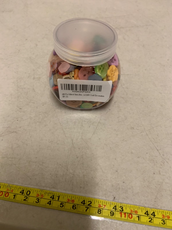 Photo 1 of 400 Pcs Mixed Sizes Resin Buttons Candy Color Square Love Flower Shape Sewing Buttons DIY Craft Supplies with Plastic Jar Container for Children's Manual Button Painting and DIY Craft Decoration