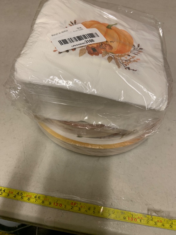 Photo 1 of 200Pcs Thanksgiving Paper Plates and Napkins Serve 50, Disposable Thanksgiving Dinnerware Set, Watercolor Pumpkin Flower Wreath Plate, Fall Themed Plates and Napkins for Autumn Harvest Party Supplies