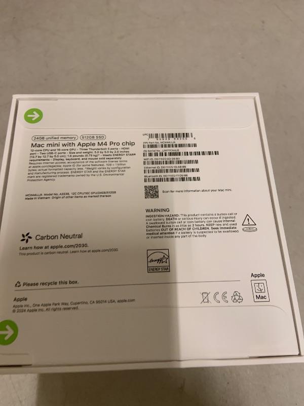 Photo 1 of Apple 2024 Mac mini Desktop Computer with M4 Pro chip with 12?core CPU and 16?core GPU: Built for Apple Intelligence, 24GB Unified Memory, 512GB SSD Storage, Gigabit Ethernet. Works with iPhone/iPad