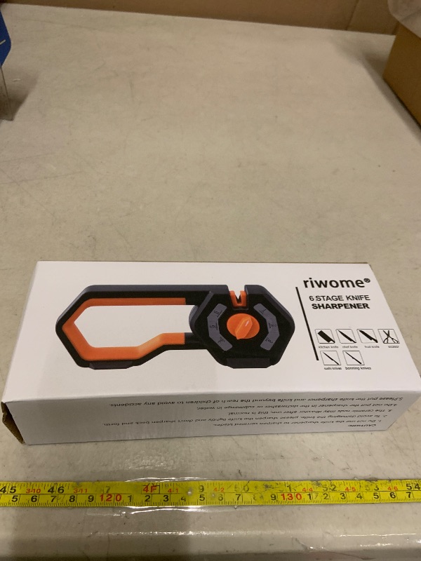 Photo 1 of 6-Stage Knife Sharpener - Premium Kitchen Knife Sharpeners - Adjustable Handheld Manual Knife Sharpeners for Kitchen Knives, Scissor and Chef Knife.Easy for beginners to use (ORANGE)