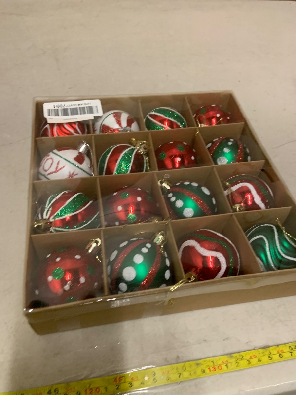 Photo 1 of 2.36’’ Christmas Balls Ornaments - 16PCS Plastic Christmas Tree Ornaments Balls Shatterproof, 2026 White Green and Red Hanging Decorations for Christmas