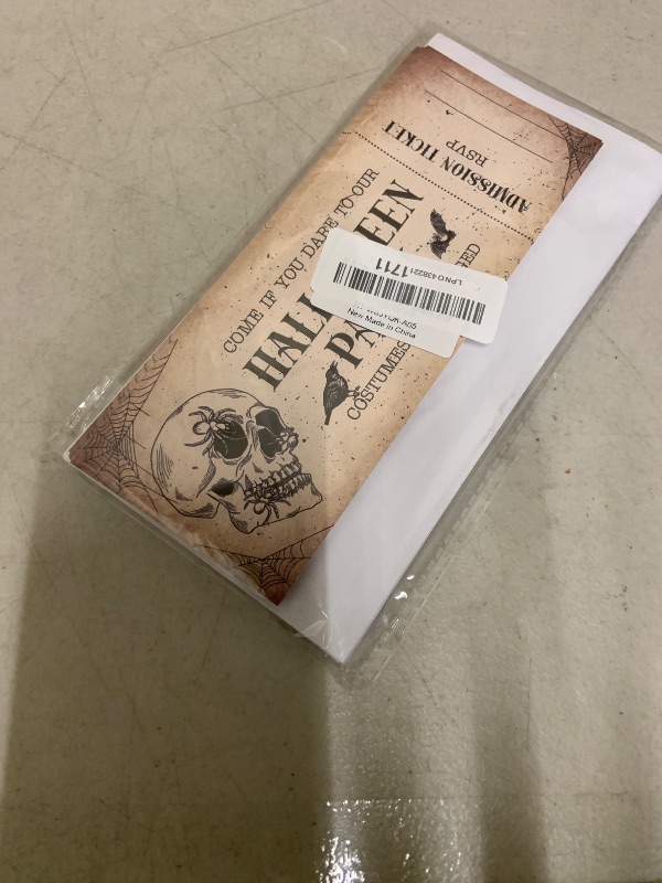 Photo 1 of 3"x8" Halloween Party Ticket Invitations Set Of 20 - Come If You Dare To Our Halloween Party - Retro Gothic Spider Web And Skull Double Side Print Invites With Envelopes - A05