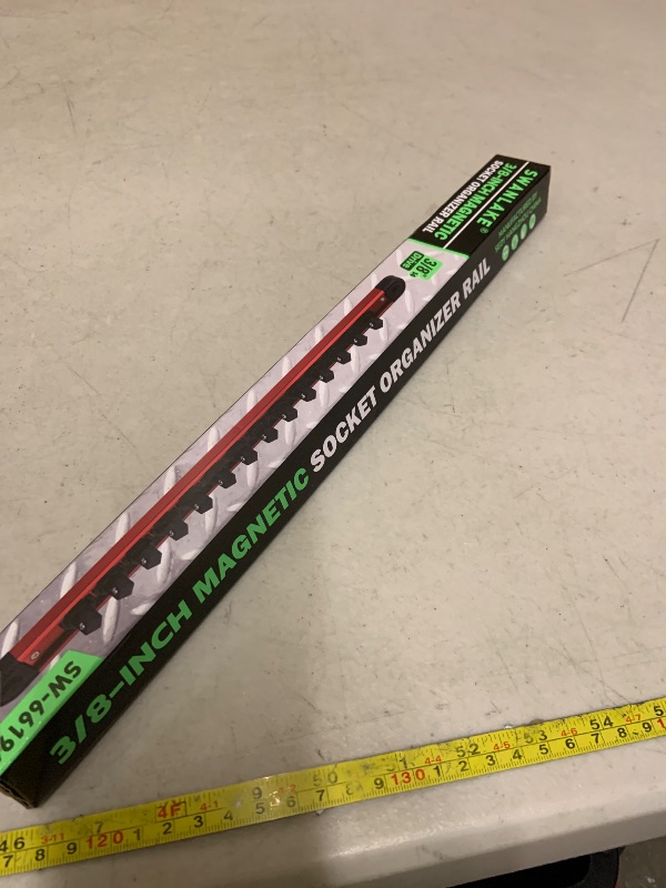 Photo 1 of 3/8-Inch Magnetic Socket Organizer Rail, Aluminum Alloy Socket Rail, Heavy Duty Sockets Holder with 14 Clips, 360° Swivel Clip Tool Tray, Sockets Organizer for Tool Box Drawer (Red)