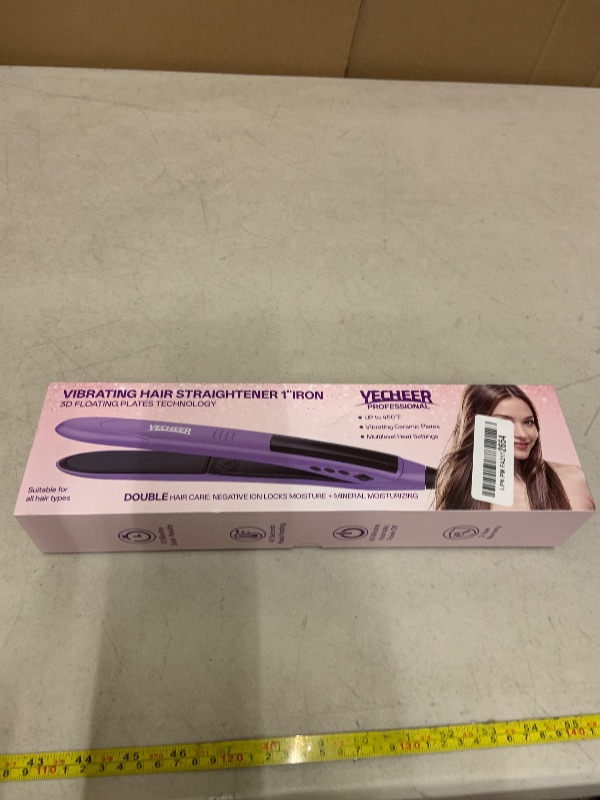 Photo 1 of 1" Ceramic Flat Iron with Sonic Vibrating for Less Damage, Dual Voltage Travel Hair Straightener for Women - Ionic & Volcanic Mineral Technology, Straightener and Curler, 10 Heat Settings