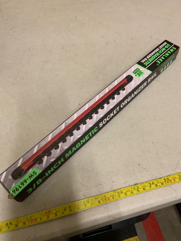 Photo 1 of 3/8-Inch Magnetic Socket Organizer Rail, Aluminum Alloy Socket Rail, Heavy Duty Sockets Holder with 14 Clips, 360° Swivel Clip Tool Tray, Sockets Organizer for Tool Box Drawer (Red)