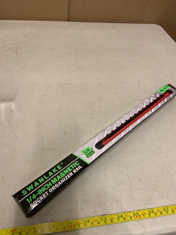 Photo 1 of 1/4-Inch Magnetic Socket Organizer Rail, Aluminum Alloy Socket Rail, Heavy Duty Sockets Holder with 14 Clips, 360° Swivel Clip Tool Tray, Sockets Organizer for Tool Box Drawer (Red)