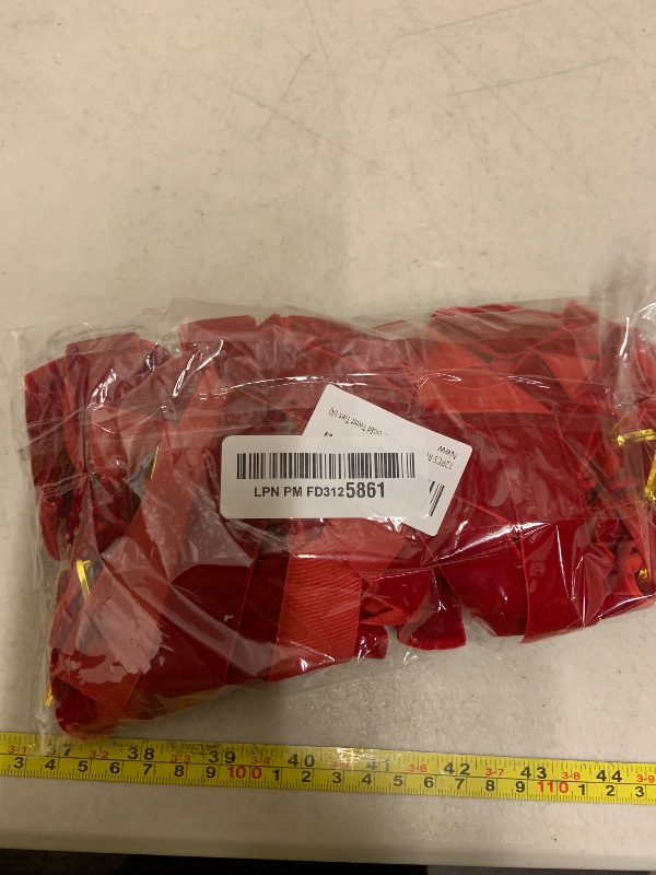 Photo 1 of 12PCS Red Velvet Bows for Christmas Tree, Bows for Christmas Tree, Garland Red Velvet Bow Ornaments for Christmastree with Gold Twist Ties(A)