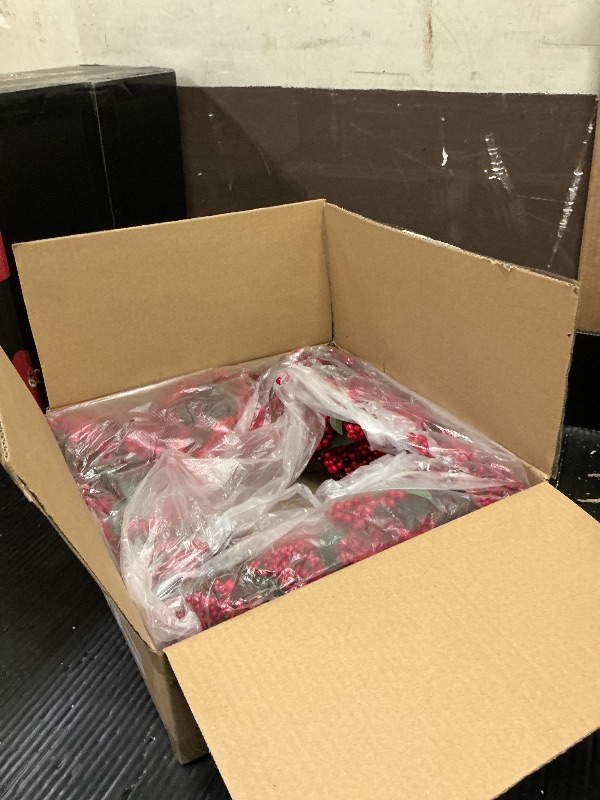 Photo 1 of 20 Inch Christmas Wreath for Front Door, Artificial Berry with Pinecone, Artificial Red Berry Flower Garlands, Used for Window, Wall, Porch, and Other Indoor and Out Door Home Decorations
