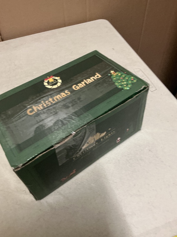 Photo 1 of 2 Pack Christmas Garland with Lights, Total 38 Feet 80 Led Lighted Pre-Lit Long Garlands for Stairs Railing Fireplace Mantle Door Battery Operated Frame Decor Green Greenery Indoor Outdoor Decorations